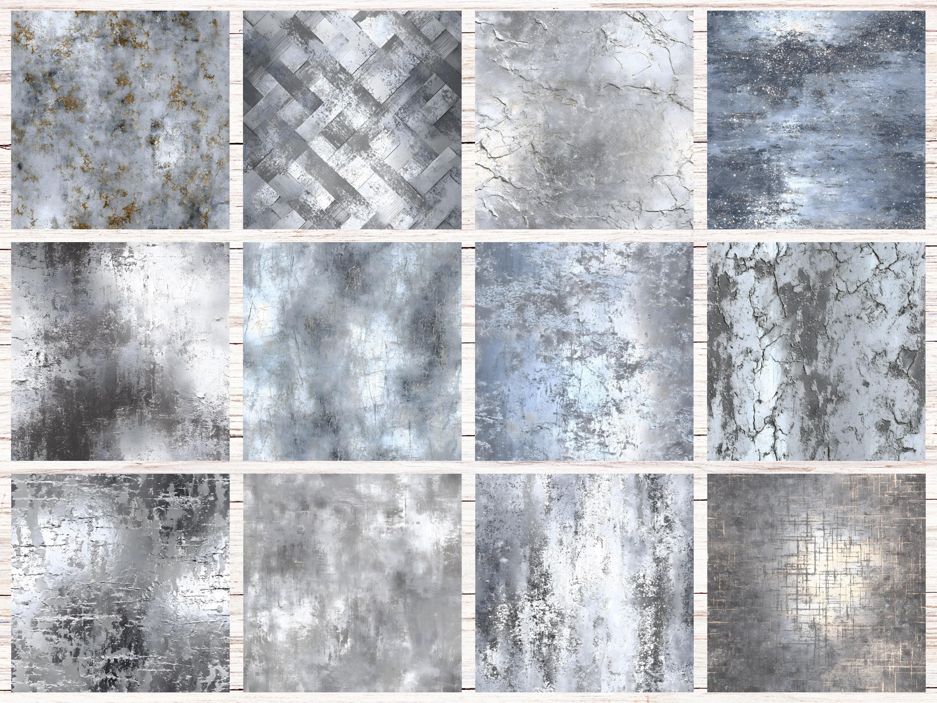 Silver Grunge Seamless Patterns | 30 Distressed Metallic Texture ...