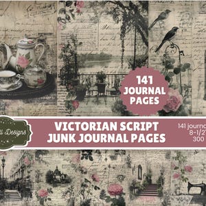 Victorian Script Junk Journal Pages | 141 Antique Handwriting & Vintage Ephemera Printables for Journals, Scrapbooking, Crafts