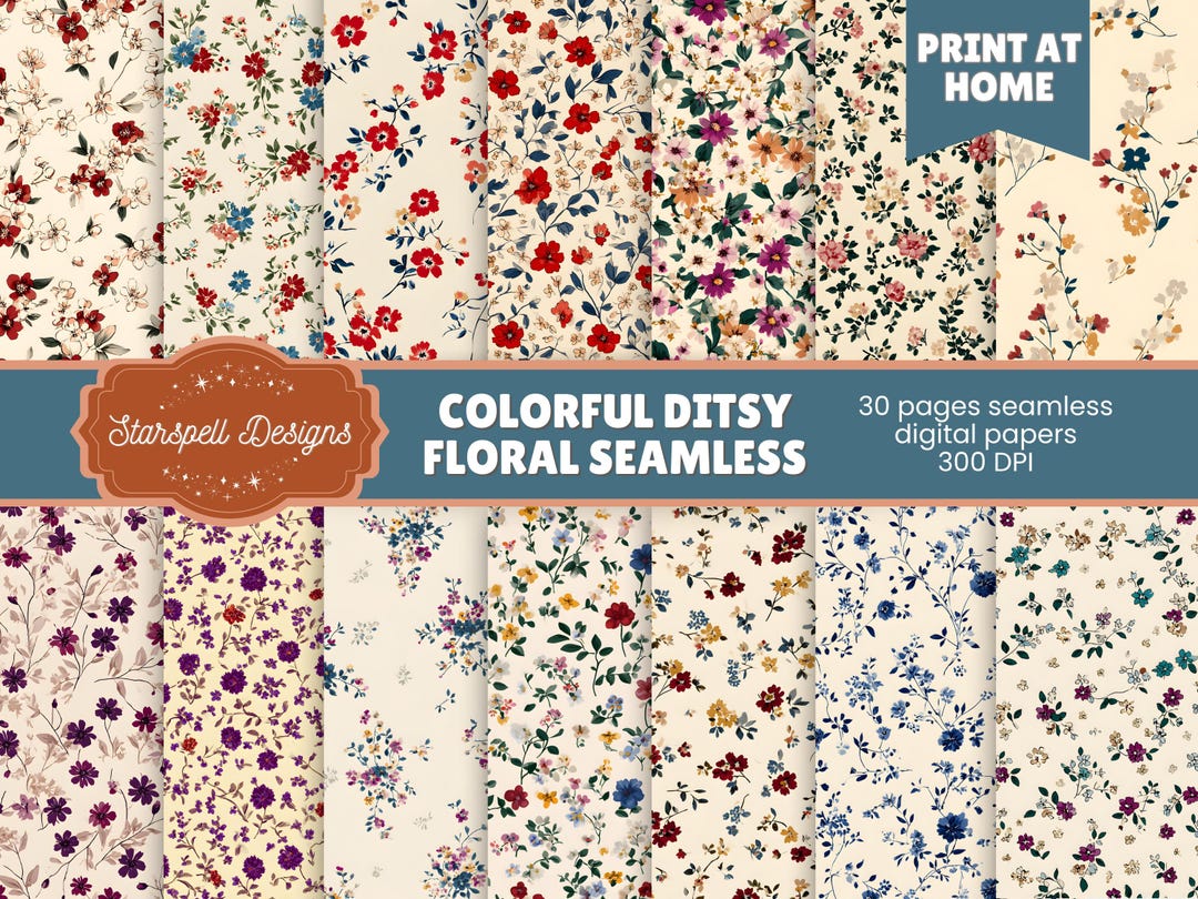 Joyful Paper Designs | Ditsy Floral Digital Paper Pack for Junk ...