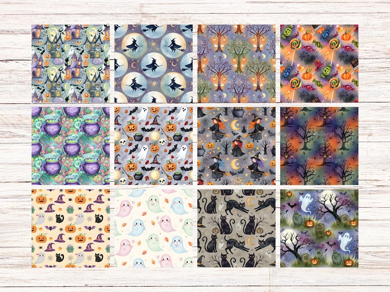24 Cute Halloween Seamless Patterns | Pastel Spooky Digital Papers for ...