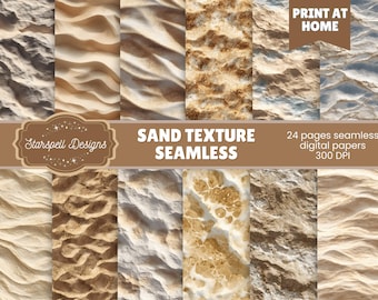 Sand Texture Seamless Patterns | 24 Natural Beach Digital Papers for Scrapbooking, Journals, Crafts & Organic Design