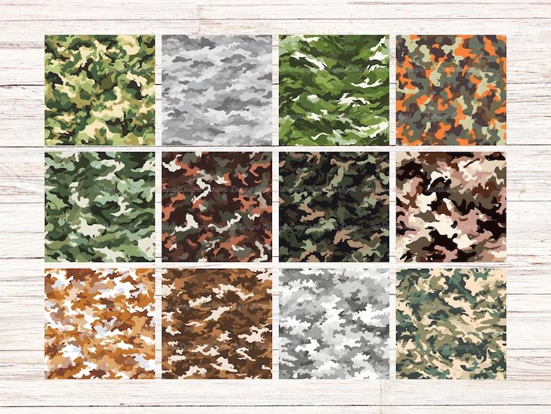 Camo Camouflage Seamless Textures, Woodland Designs for Crafts ...