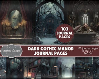Dark Gothic Manor Junk Journal Pages | 103 Moody Victorian Printable Papers for Scrapbooking, Journals, Crafts & Gothic Art
