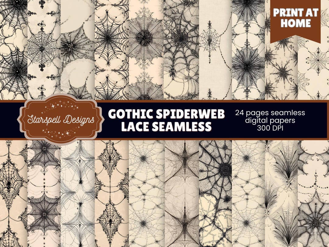 Gothic Lace Spiderweb Digital Paper: Seamless Halloween Patterns ...