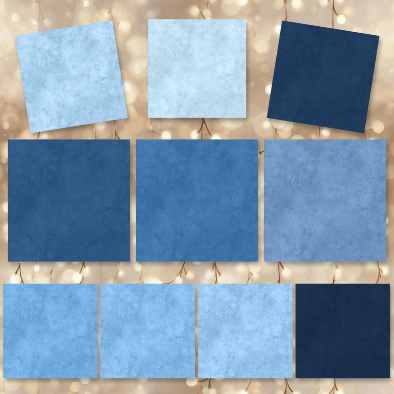 Blues Painted Paper Seamless Pattern Bundle, Blue Textured Digital ...