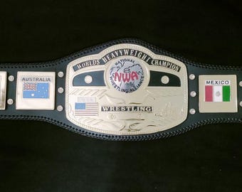 Custom Made Wrestling Championship Belt: Black & Silver, Replica Design
