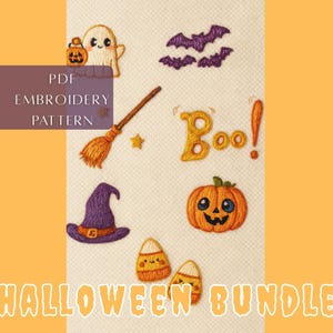 Halloween Bundle Hand Embroidery Design, Digital Download, Hand Embroidery, Embroidery Patterns, Spooky, Halloween Embroidery File, Bats