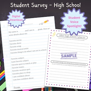 Dear Teacher Letter, Printable Back to School Interview, High School Student Questionnaire, Student Voice, Teachers Digital Download