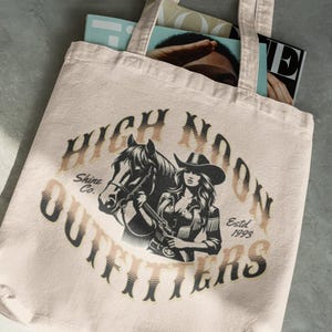 High Noon Outfitters Cotton Canvas Tote Bag | Eco-Friendly Shopping Bag, Farmer&#39;s Market Tote, Everyday Use, Gift for Nature Lovers