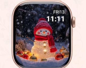 Christmas Snowman Apple Watch Face: Holiday Winter Wallpaper (Digital Download