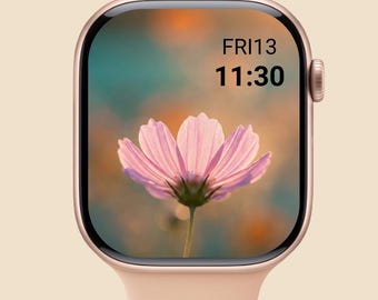 Pink Cosmos Apple Watch Face Sunset Floral iWatch Wallpaper Digital Download