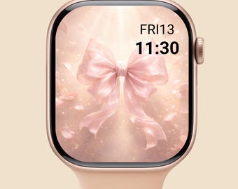 Pink Bow Apple Watch Face Ribbon iWatch Wallpaper Digital Download
