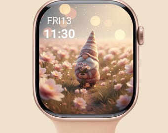 Valentine Gnome Apple Watch Wallpaper, Romantic Love Watch Face, Heart Digital Art Gift