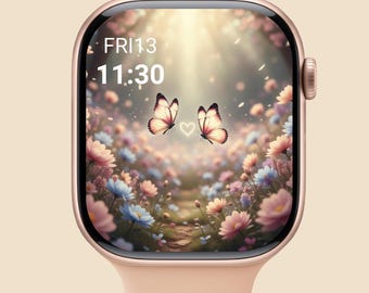 Valentine Butterfly Apple Watch Wallpaper | Romantic Floral Love Watch Face | Soft Elegant Digital Art