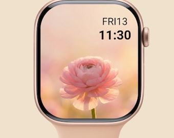 Pink Ranunculus Apple Watch Face Soft Floral iWatch Wallpaper Download