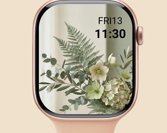 Floral Apple Watch Face Botanical Green Flower iWatch Wallpaper Digital Download