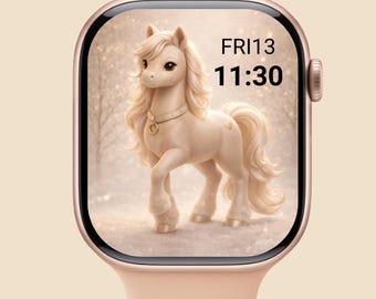 Cream Pony Apple Watch Wallpaper | Romantic Valentine's Day Design (Digital Download)