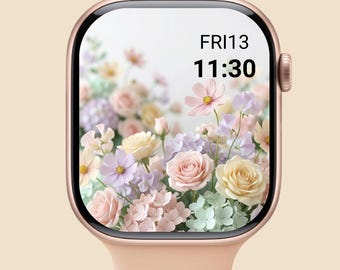 Pastel Floral Apple Watch Face Soft Flower iWatch Wallpaper Digital Download