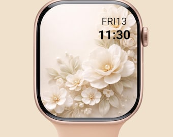 Ivory Floral Apple Watch Face Elegant Pearl Flower iWatch Wallpaper Download