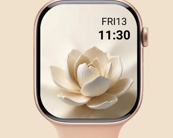 Neutral Floral Apple Watch Face Minimal Cream Flower iWatch Wallpaper Download