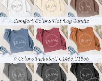Comfort Colors 1466/1566 Boho Sweatshirt Mockup Bundle: Trendy Aesthetic C1466 C1566 Flay Lay Crewneck Mockups (JPGs)