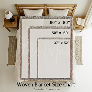 Woven Blanket Size Chart Mockup: Throw Blanket Sizing (JPG File)