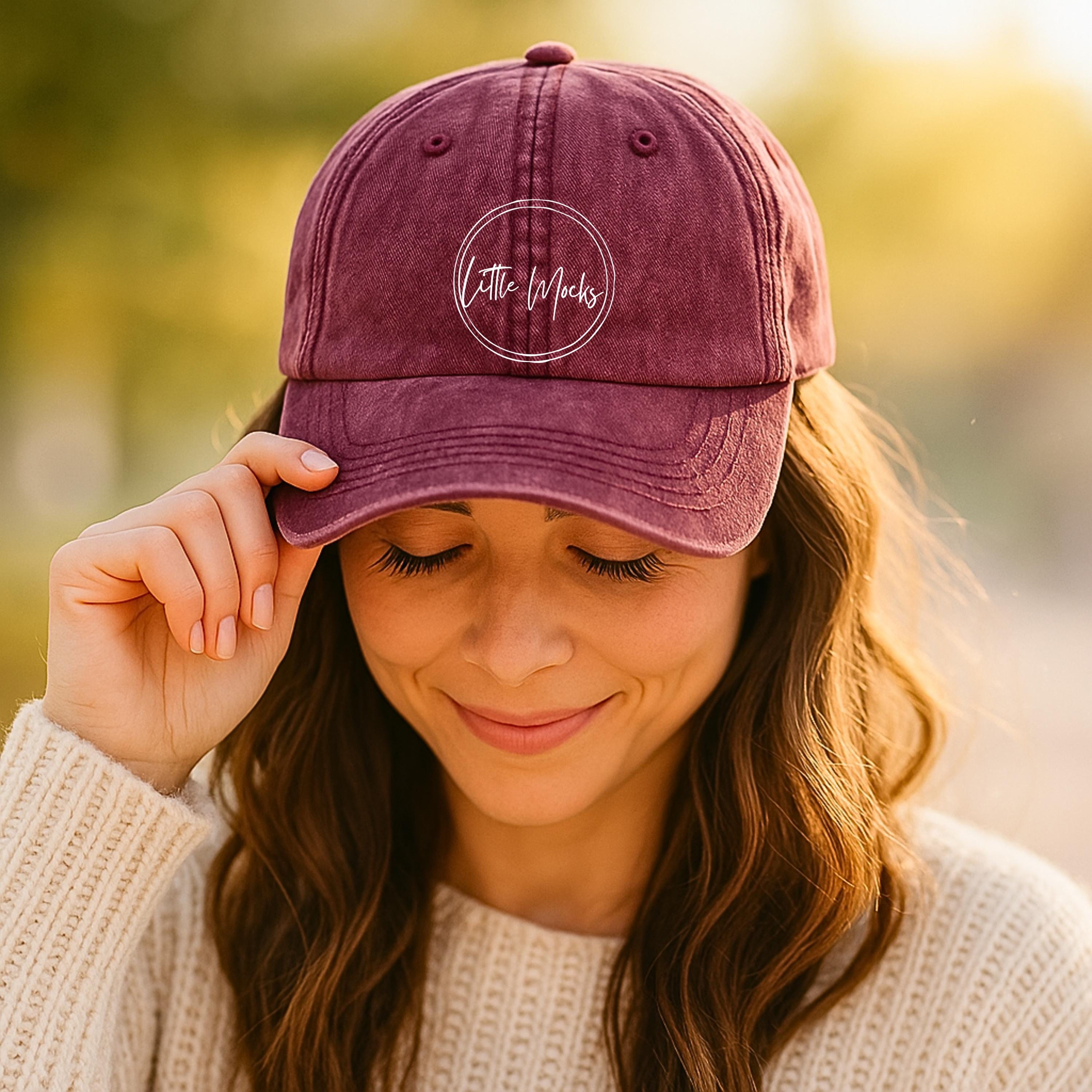 Maroon Vintage Dad Hat Mockup: Otto 18-1248 Baseball Cap (JPG File