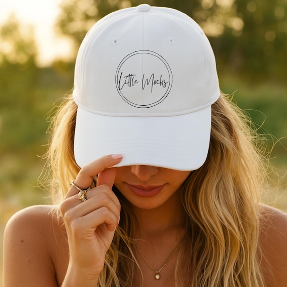 White Dad Hat Mockup: Yupoong 6245CM Baseball Cap (JPG File)