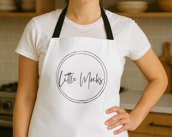 White Kitchen Apron Mockup: Black Straps Colorway Apron Mock-Up, Womens Apron Template, Cooking Lover, Baking Lover, Gift for Her Mocks JPG