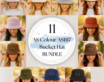 Pacote de Mockups de Bucket Hat AS Colour, Mockups de Dad Hat AS Colour AS1117, Templates de Bucket Hat Femininos AS1117, Mockups Personalizados de Bucket Hat AS1117 para Impressão Sob Demanda