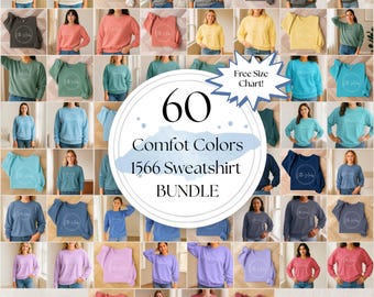 Comfort Colors C1566 Sweatshirt Mockup Bundle | C1566 Crewneck Mock-up Bundle | C1566 Flay Lay Bundle | Neutral Casual Simple Mockups CC1566