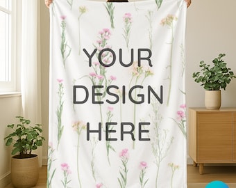 Blanket Mockup Template: Velveteen, Plush, Minky - Canva PSD PNG Overlay