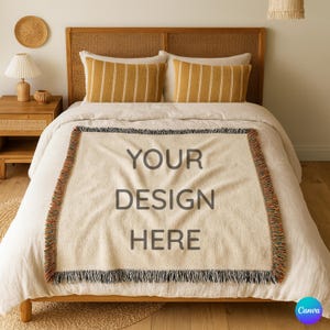 Woven Blanket Mockup: Canva Drag & Drop Template, (JPG File)