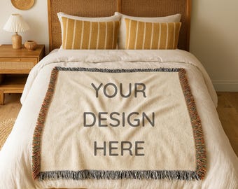 Woven Blanket Mockup: Canva Drag & Drop Template, (JPG File)
