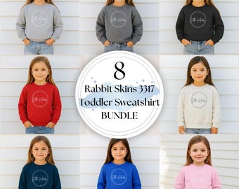 Rabbit Skins 3317 Toddler Sweatshirt Mockup Bundle: RS 3317 Kids Fleece Crewneck Sweater Set Mockups RS3317 Pullover Print On Demand Mocks