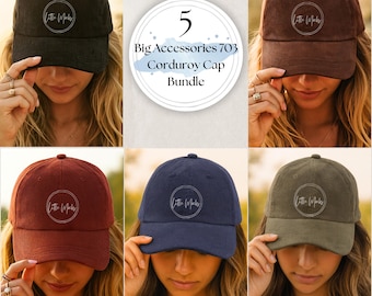 Maqueta de sombrero de pana de Big Accessories: gorra de papá BA703, maquetas bohemias de otoño (archivo JPG)