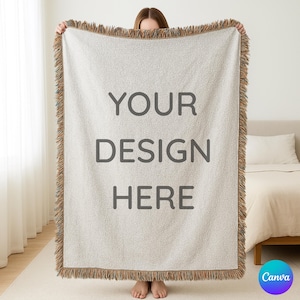 Woven Blanket Mockup: Canva Drag & Drop Template (5000x5000 px)