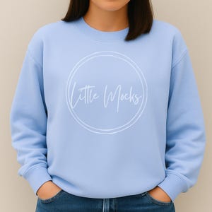 Hydrangea Comfort Colors C1466, C1566 Sweatshirt Mockup: Blue Unisex Crewneck Mock-up JPG File