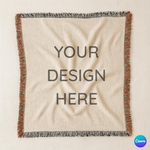 Woven Blanket Mockup: Canva Drag & Drop Template (5000x5000 px)