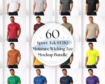 Sport-Tek ST350 Mockup Bundle: Men's Sport Tek Moisture Wicking Tee Mocks (JPG Files)