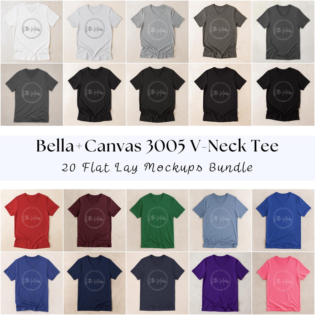 Bella Canvas 3005 Flay Lay Mockup Bundle: BC3005 Unisex Jersey Short ...