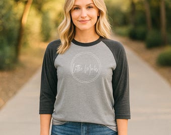 Tultex 245 Raglans White-heather Charcoal Mockup T-shirt Mockup