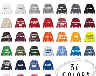 Plantilla editable de tabla de colores Gildan 18000 para Canva (descarga digital)