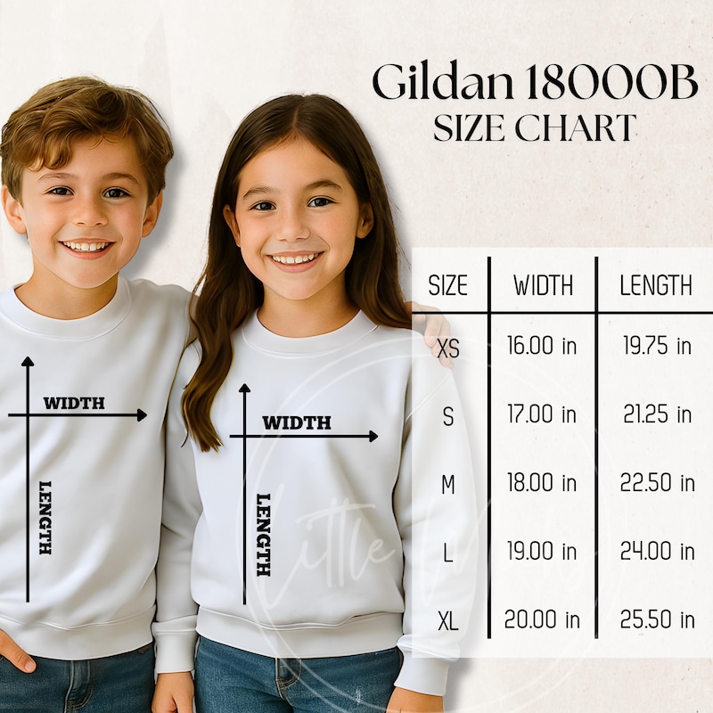 Size Chart Gildan Youth - Etsy