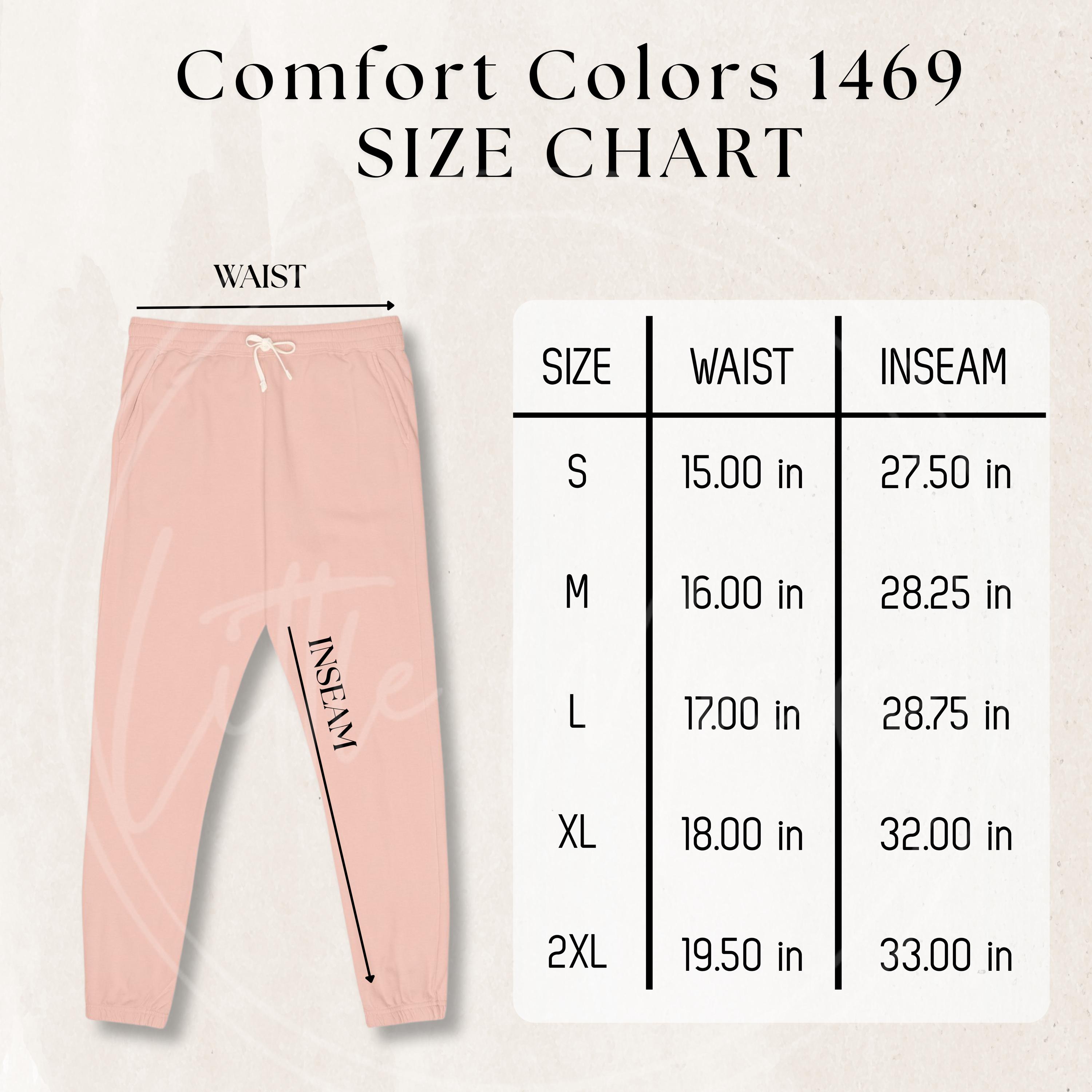 Comfort Colors 1469 Size Chart: CC1469 Unisex Garment-dyed Fleece