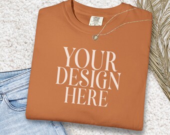 Comfort Colors C1717 Yam Shirt Mockup Comfort Colors Orange Mockup Halloween Comfort Color 1717 flat lay Summerween