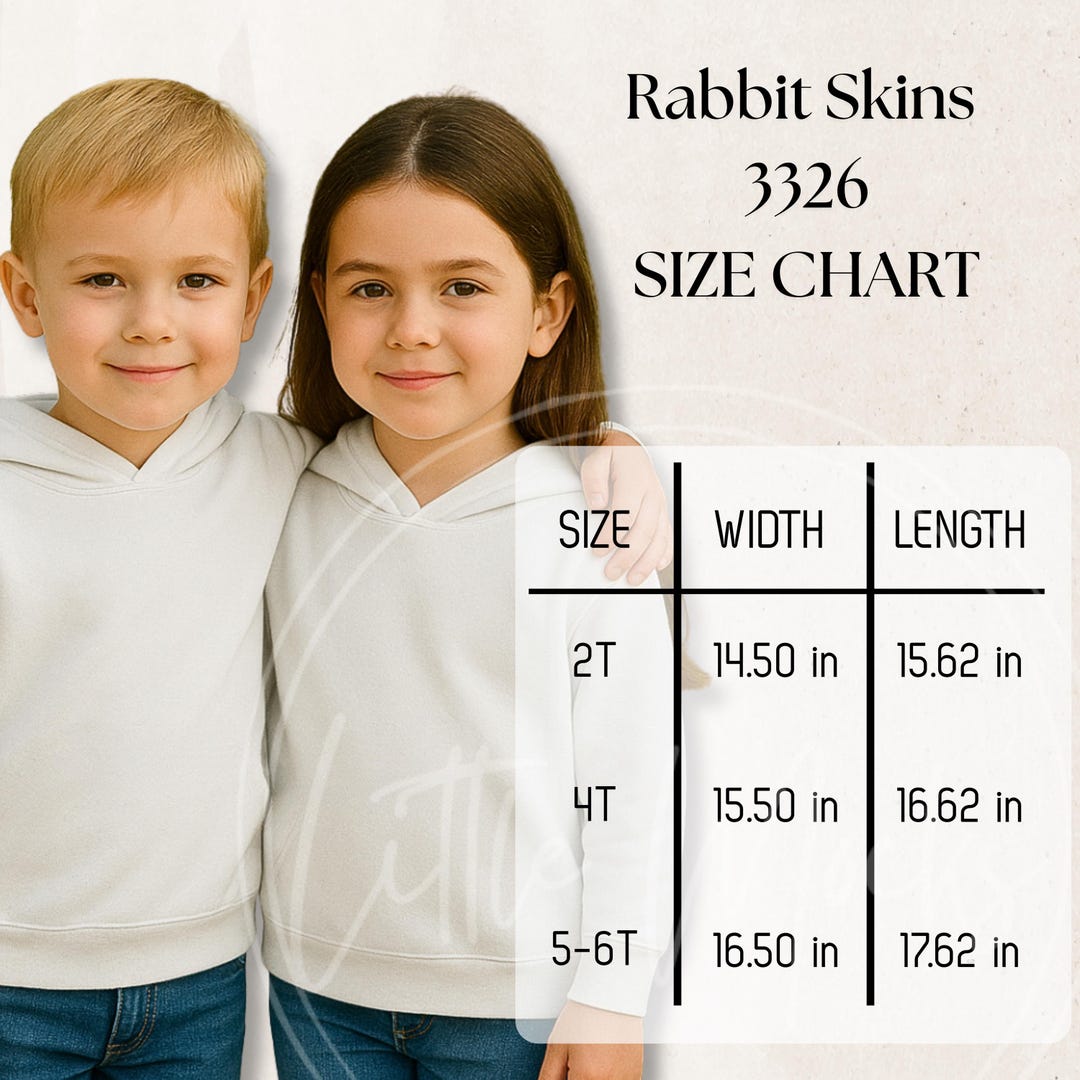 Rabbit Skins 3326 Size Chart Mockup Toddler Pullover Fleece Hoodie