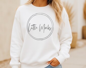 White Gildan 18000 Sweatshirt Mockup: Unisex Crewneck Boho Fall Mock-Up JPG