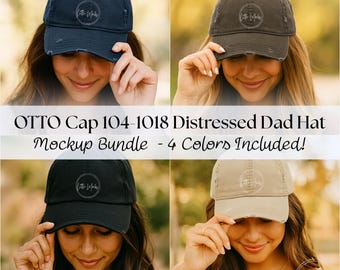 Otto Cap Distressed Dad Hat Mockup Bundle: 1041018 Dad Cap, Boho Fall Mock-ups (JPG Files)