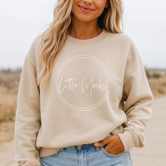 Sand Gildan 18000 Sweatshirt Mockup: Unisex Boho Stylish Crewneck Mock-up G180  (JPG File)